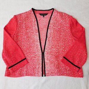 Ming Wang Ombre Red Cardigan Sweater with Black Piping | VGUC | Large